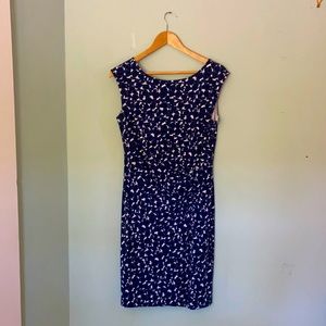 Ann Taylor blue & white print midi dress